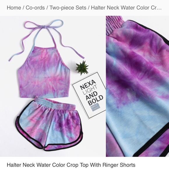 nike crop top and shorts tie dye